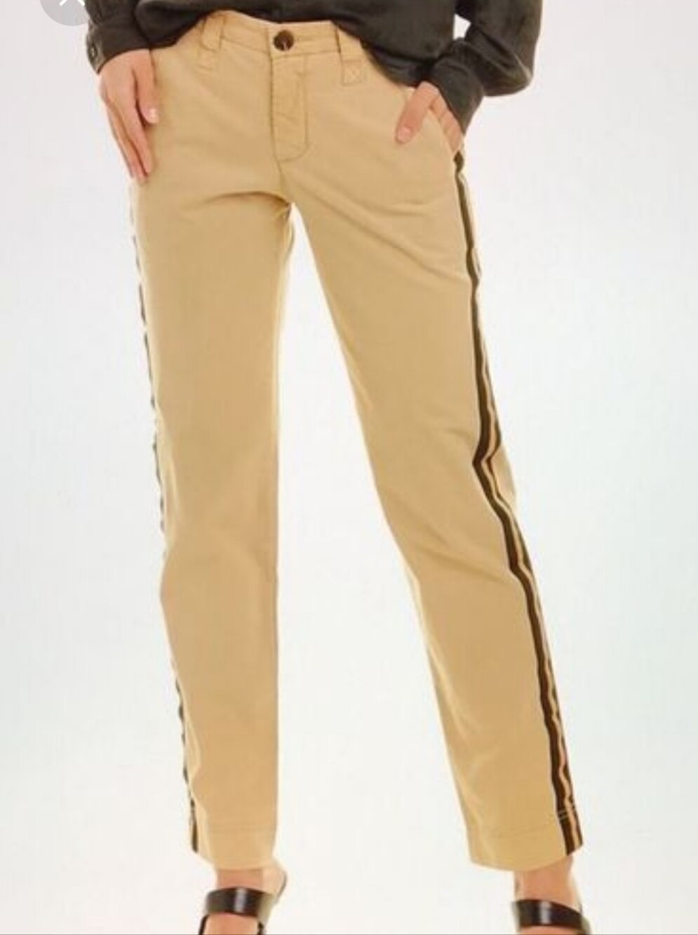 Zadig & Voltaire Striped Trousers 38 Tan Black Gold Rock Glam